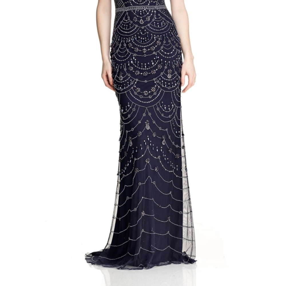 Brand new Theia NAVY sequins ,beads and jewels long gown - Picture 6 of 9